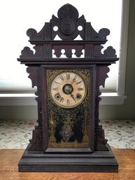 Antique Victorian Gingerbread ANSONIA Mantle Clock - Seems To Work - As Found Condition As Far As Finish