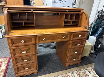 Solid Oak 'C' Roll Top Desk