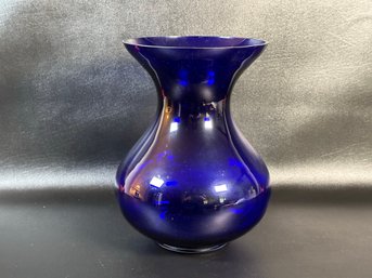 A Vivid Cobalt Glass Vase With A Classic Shape