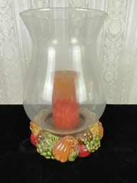 Fall Decor Hurricane Glass Candle Holder