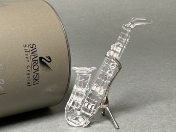 Swarovski Crystal Saxophone With Pearl Inlays And Original Box