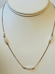 VINTAGE 14K GOLD PEARL AND GOLD BEAD NECKLACE