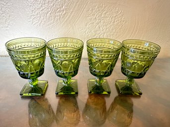 Four  Vintage Indiana Glass Colony Park Lane Water Goblets