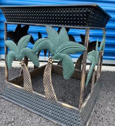 Metal Side Table With Palm Trees