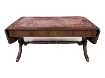 Leather Top Antique Coffee Table