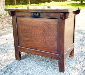 An Antique Chinese Paneled Pine Rice Chest