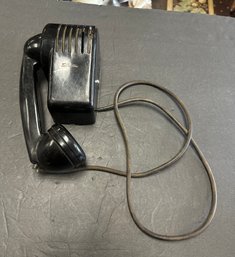 Vintage Black Silvertone Wall Interem With Handset. LD/e3