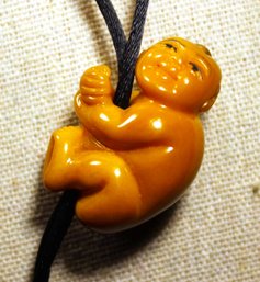 Very Fine Carved Japanese Netsuke Baby Climbing Bead Signed