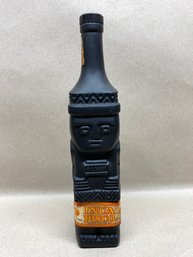 Vintage Inca Pisco Lima Peru Black Bottle Decanter With Original Labels. 12 1/2' With Cap.