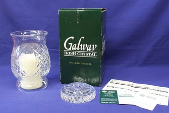 Vintage Galway Crystal Shamrock Hurricane Lamp Pillar In Box - Lot 2