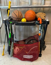 Group Of Sporting Equipment Including High End Baseball Bats, Footballs, Tennis Rackets, Basketballs & More!