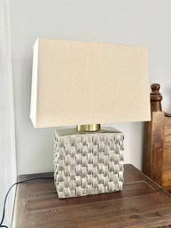 Grey Ceramic Basketweave Pattern Table Lamp