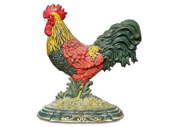 An Antique Cast Iron Rooster Form Doorstop