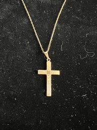 Vintage 14k Yellow Gold Cross Pendant Necklace