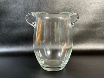 A Vintage Vase In Clear Glass With A Hellenic Urn-Shape