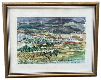 C.1960 Watercolor Landscape Painting By Henri Hatwell