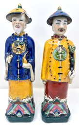 2 Vintage Porcelain Chinese Emperor Figurines