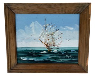 Lovely Small Oil Paining - Ship Art