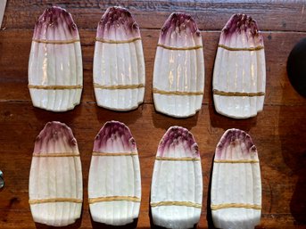 Set Of Eight Ed Langbein Crafted Italian Ceramic Asparagus Plates