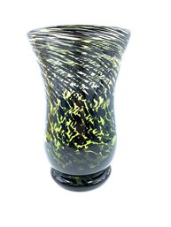 Swirling Cyclonic Spotted Smoked Glass Urn Style Footed Vase