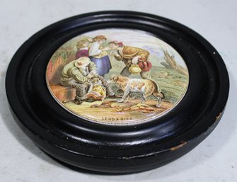 Antique Pratt Ware Lid Framed