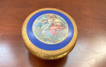 Antique Limoges Round Box Depicting Female Companions