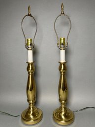 Pair Of Vintage Stiffel Solid Brass Buffet Lamps