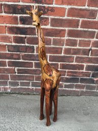 Fabulous Vintage All Hand Carved / Painted Giraffe - Nice Details - All Hand Done - Wonderful Color And Finish