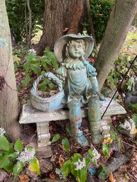 Girl On Garden Bench Outdoor Statue