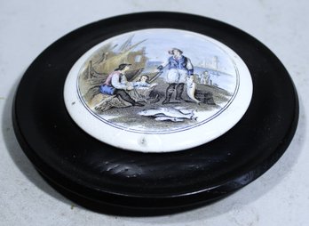 Antique Pratt Ware Lid Framed