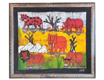 A Vintage Safari Themed Batik, Signed Homo