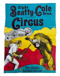 Clyde Beatty-Cole Bros Circus Lion Tamer Poster 28 X 21