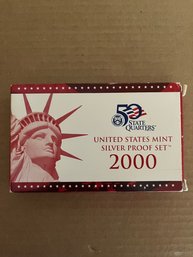 Beautiful 2000 - S U.S. Mint 10 Coin Silver Proof Set With Original Mint Box And COA