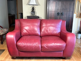 Red Leather Love Seat