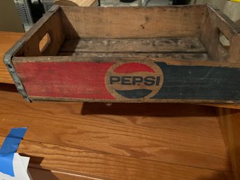 Vintage Pepsi Cola Carrying Crate With Stenciled Advertising