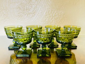 Seven Vintage Indiana Glass Colony Park Lane Sherbet Dessert Coupes