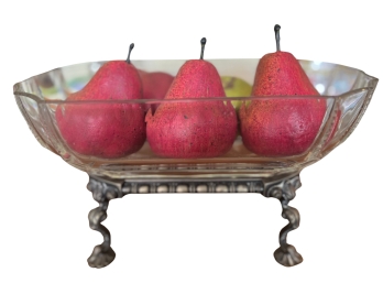 Vintage Victorian Inspired Footed Cut Glass Fruit Bowl