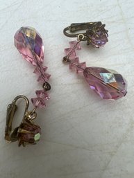 Pink Vintage Clip On Earrings