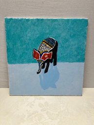 A Colorful Baby Elephant Painting On Canvas