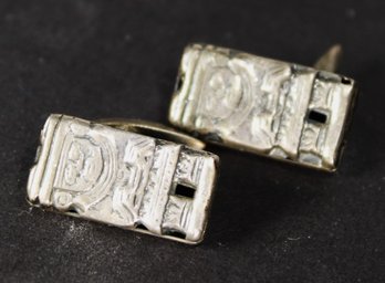 PAIR VINTAGE MEXICAN STERLING SILVER FIGURAL CUFFLINKS