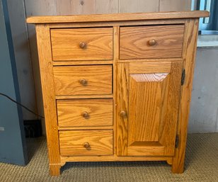 Oak Side Cabinet With Five Drawers