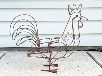 A Large Art Metal Rooster Sculpture!