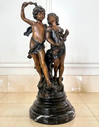 A BRONZE SCULPTURE AFTER AUGUSTE MOREAU - Young Courting Couple