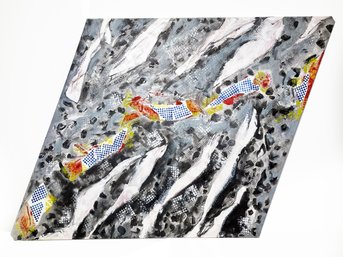 A Large Abstract Mixed Media On Canvas By PAMELA W. GREEN (American, 20th Century), 1995