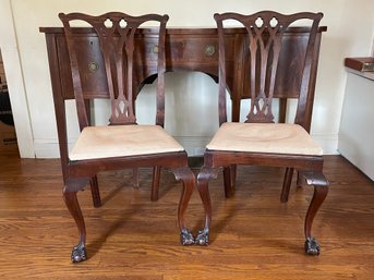 Pair Of Antique Side Chairs With Ball And Claw Front Feet