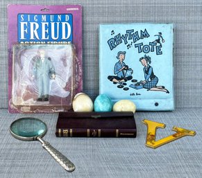 Vintage Decor - A Sigmund Freud Doll, And 45RPM Records In 'Rhythm Tote!'