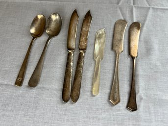 Assorted Cheese Knife & Teaspoon Grouping