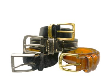 Four Vintage Leather Belts-Two Jhane Barnes, Polo Ralph Lauren And Novia Collection-Size 40/42