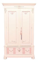 Lexington Furniture Ivory And PInk Floral Rose Hand-Painted Armoire