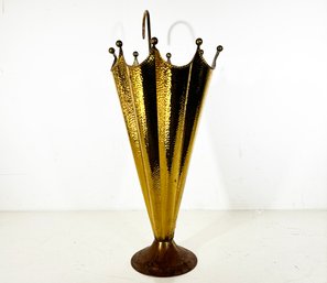 A Vintage Brass Umbrella Form Umbrella Stand!